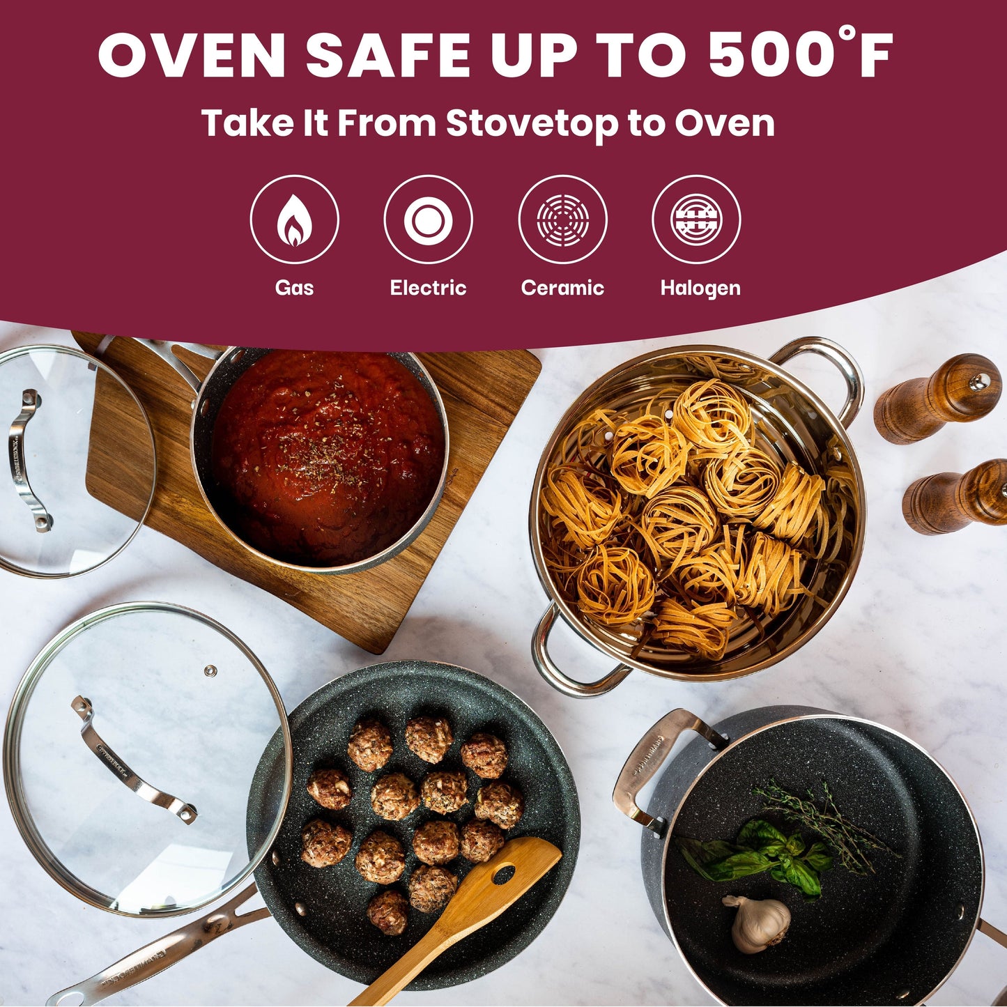 Ensemble de 20 casseroles et poêles antiadhésives Granitestone