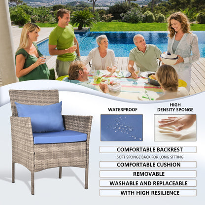 Ensemble de bistrot de conversation 3 pièces pour patio, meubles de conversation d'extérieur, chaises en osier et table de rangement, ensemble de meubles de balcon pour porche