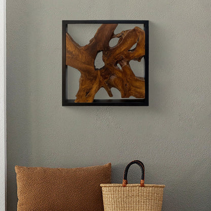 Décoration murale en teck Greenage, sculpture murale abstraite à bords vivants