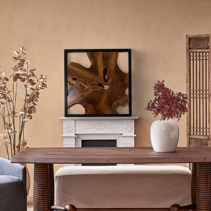 Décoration murale en teck Greenage, sculpture murale abstraite à bords vivants