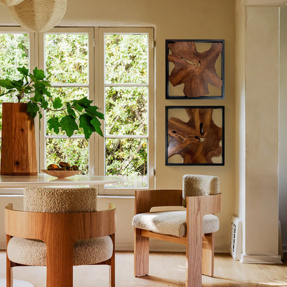 Décoration murale en teck Greenage, sculpture murale abstraite à bords vivants