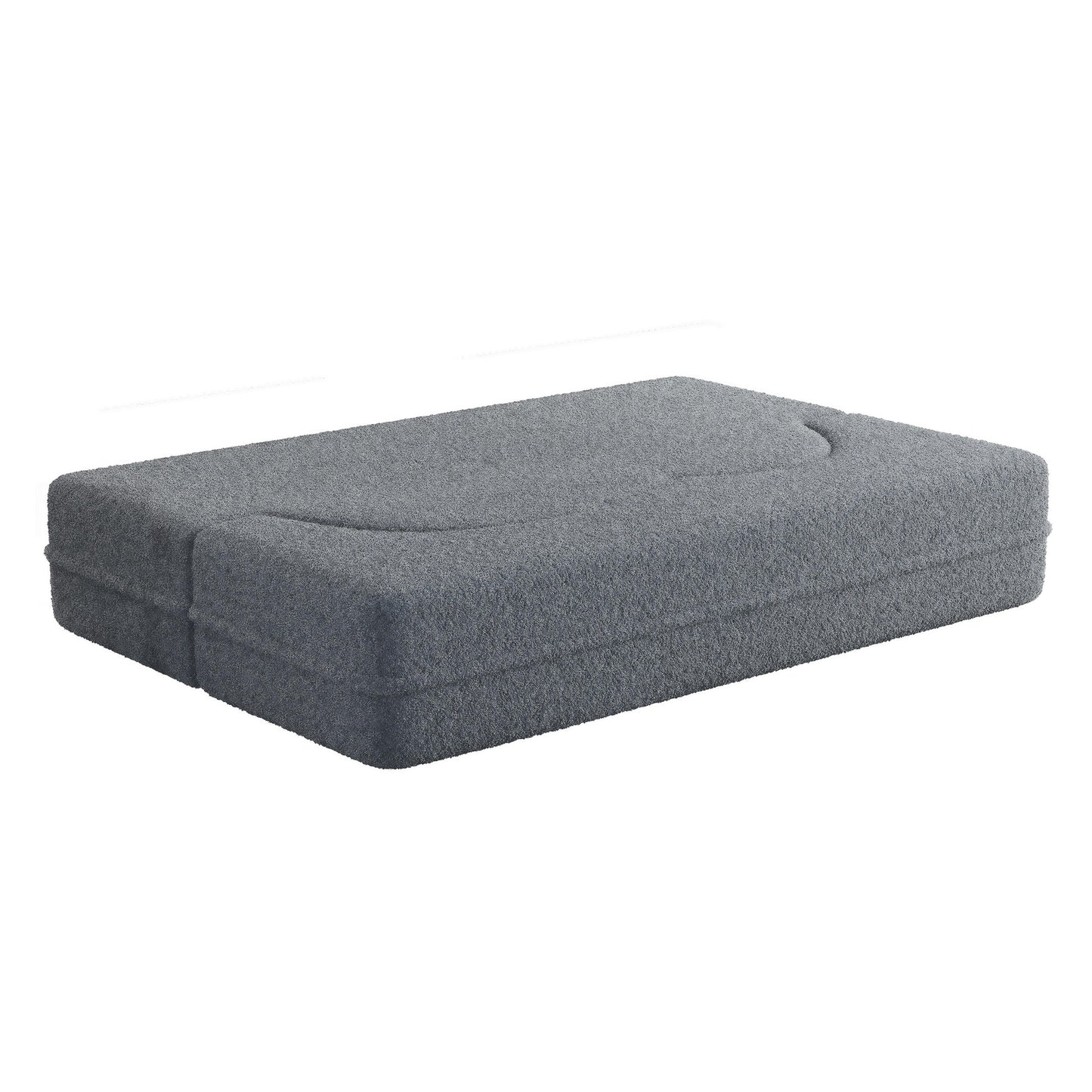 Canapé-lit convertible en tissu Teddy gris 78, garni de mousse, avec 2 oreillers et matelas pliant, pour le salon