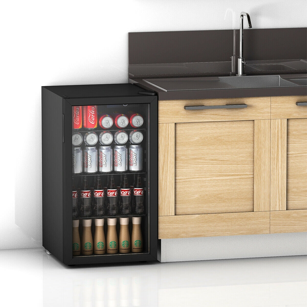 Réfrigérateur à boissons Gymax 120 canettes, mini refroidisseur de boissons pour bière, vin, soda