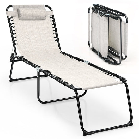 Chaise longue de plage pliante Gymax avec coussin, 4 niveaux