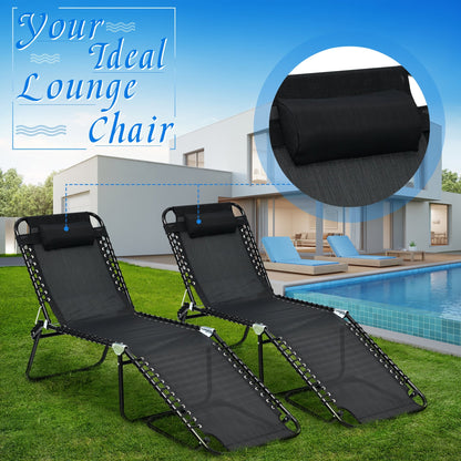 Chaise longue de plage pliante Gymax avec coussin, 4 niveaux