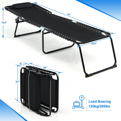 Chaise longue de plage pliante Gymax avec coussin, 4 niveaux