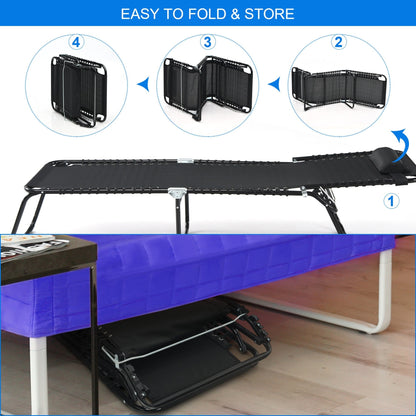 Chaise longue de plage pliante Gymax avec coussin, 4 niveaux