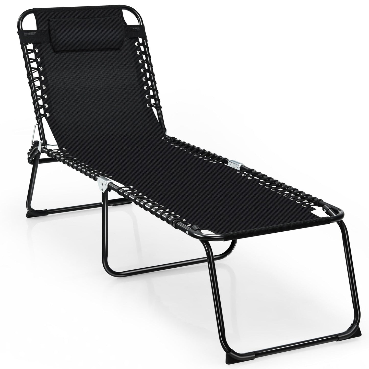 Chaise longue de plage pliante Gymax avec coussin, 4 niveaux