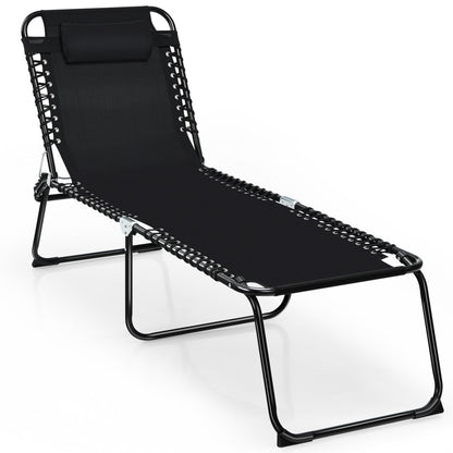 Chaise longue de plage pliante Gymax avec coussin, 4 niveaux