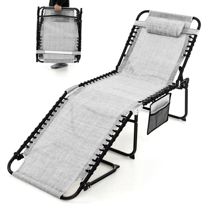 Chaise longue de plage pliante Gymax avec coussin, 4 niveaux