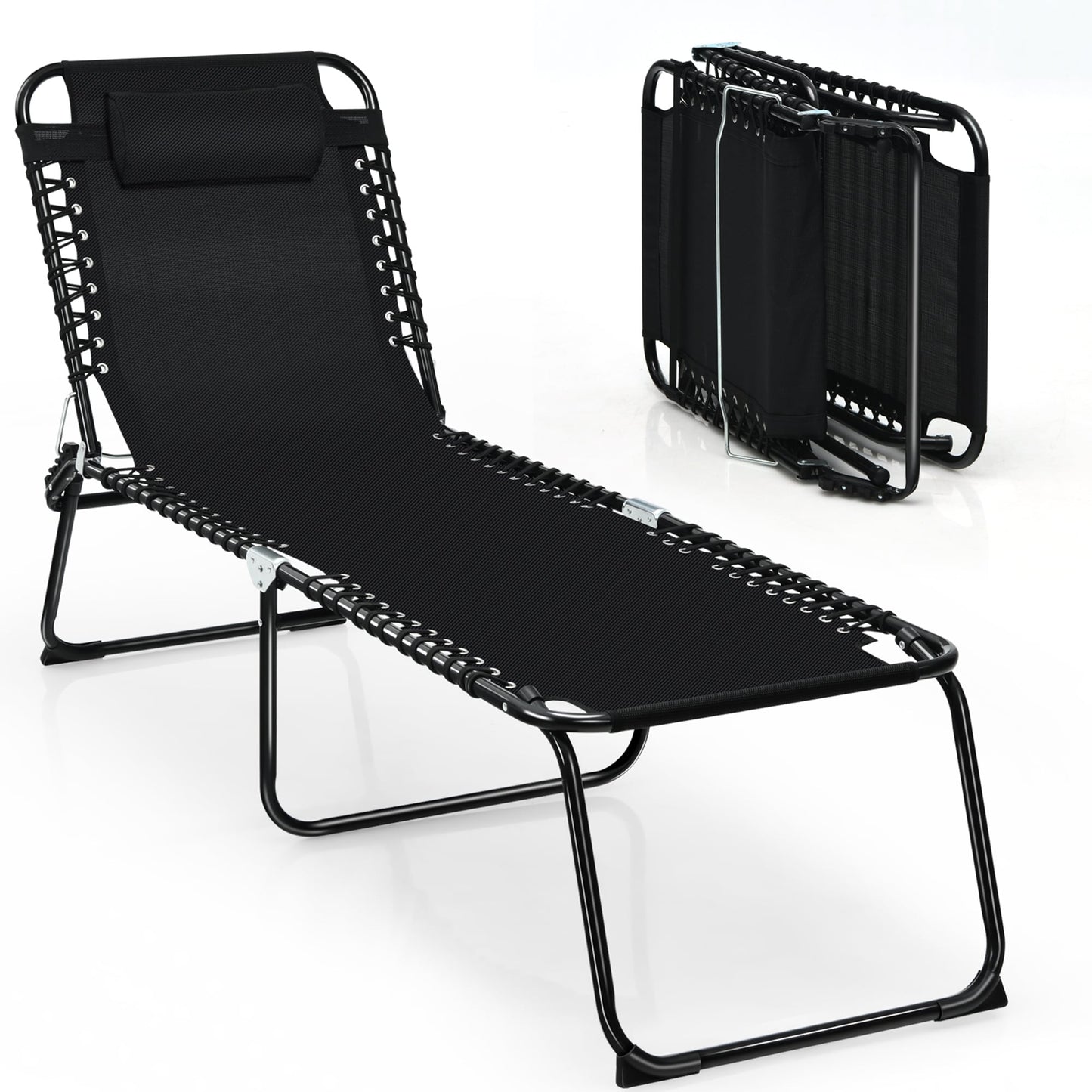 Chaise longue de plage pliante Gymax avec coussin, 4 niveaux