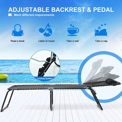 Chaise longue de plage pliante Gymax avec coussin, 4 niveaux
