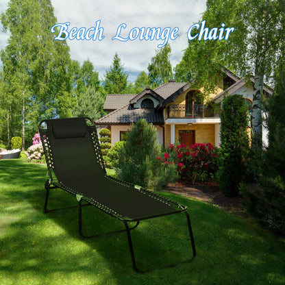 Chaise longue de plage pliante Gymax avec coussin, 4 niveaux