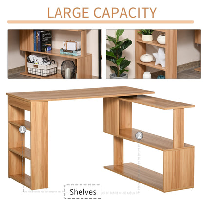 Bureau d'ordinateur rotatif moderne en L avec étagères HomCom