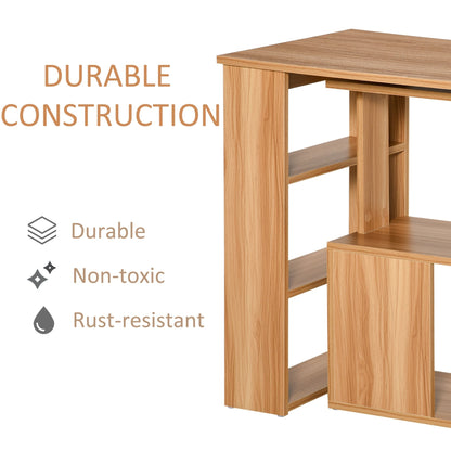 Bureau d'ordinateur rotatif moderne en L avec étagères HomCom