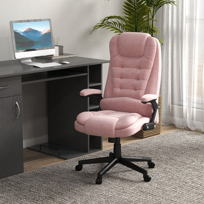 Fauteuil de bureau HOMCOM à 6 points de massage vibrant et chauffant, dossier haut en velours avec dossier inclinable
