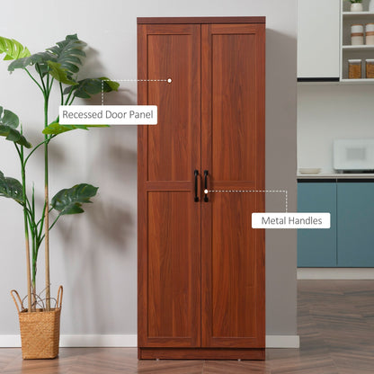 HOMCOM 63 Garde-manger de cuisine à 2 portes, meuble de rangement indépendant avec étagères à 5 niveaux et 2 étagères réglables pour salle à manger