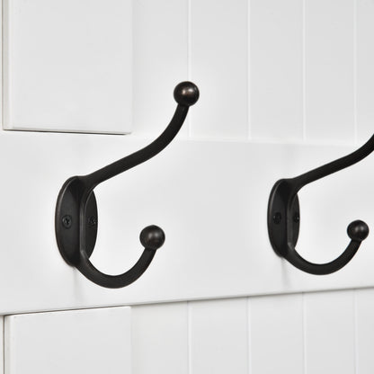 Banc de rangement et porte-manteau 3 en 1 HOMCOM 71 avec 5 crochets doubles en acier et ancrage anti-basculement pour l'entrée