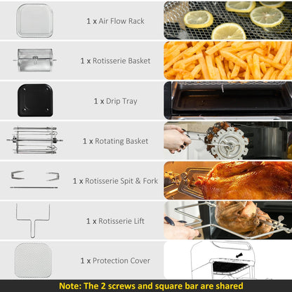 Grand four à friteuse à air HOMCOM de taille familiale, four de comptoir, cadeau de cuisine - 12,5 x 13,25 x 14,5