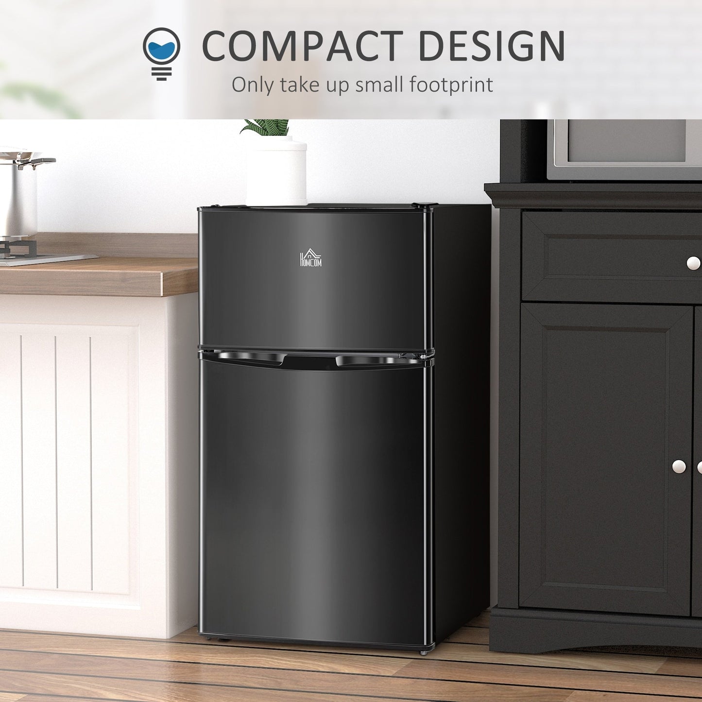 Mini-réfrigérateur HOMCOM à double porte avec congélateur, réfrigérateur compact de 3,2 pi³ avec étagère réglable, thermostat réglable