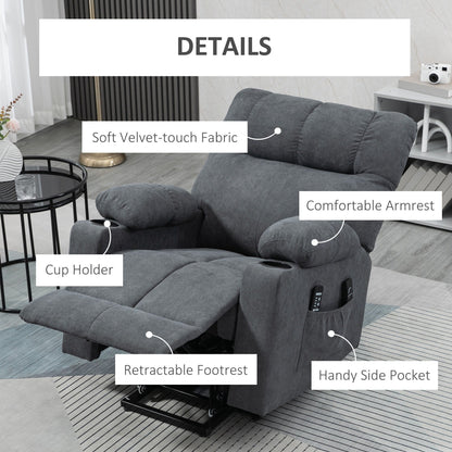 Fauteuil inclinable électrique HOMCOM pour personnes âgées, fauteuil de salon surdimensionné avec télécommande