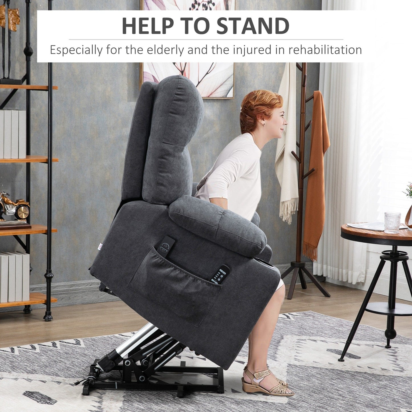 Fauteuil inclinable électrique HOMCOM pour personnes âgées, fauteuil de salon surdimensionné avec télécommande