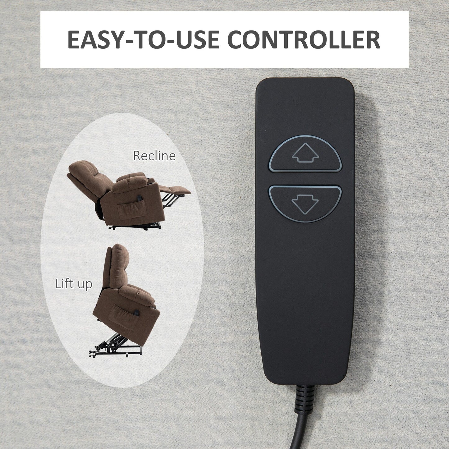 Fauteuil inclinable électrique HOMCOM pour personnes âgées, fauteuil de salon surdimensionné avec télécommande