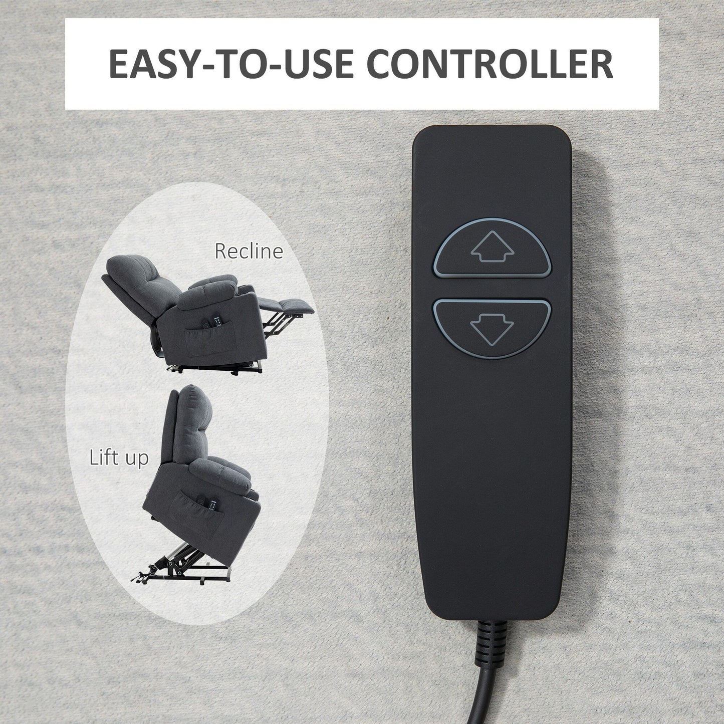 Fauteuil inclinable électrique HOMCOM pour personnes âgées, fauteuil de salon surdimensionné avec télécommande