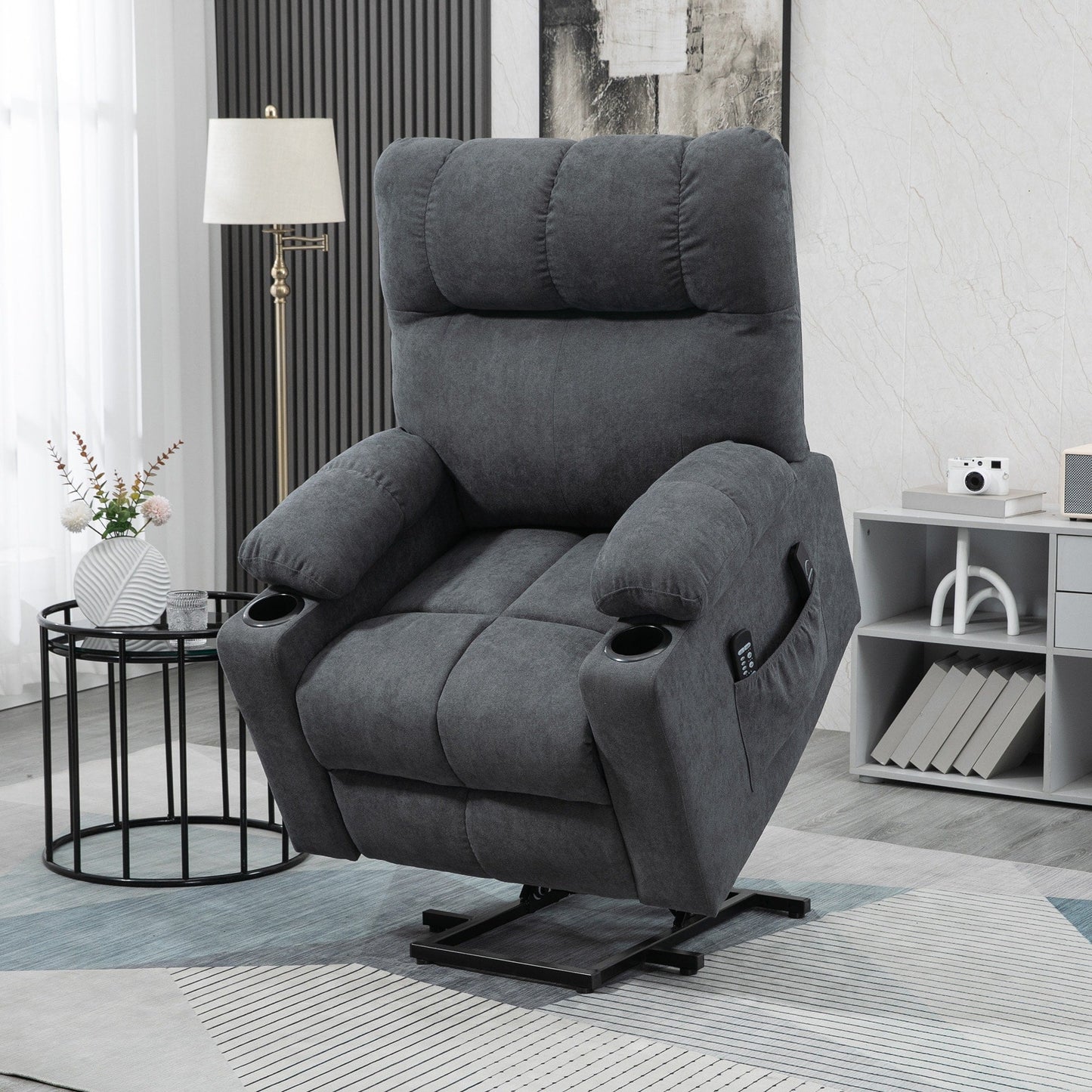 Fauteuil inclinable électrique HOMCOM pour personnes âgées, fauteuil de salon surdimensionné avec télécommande