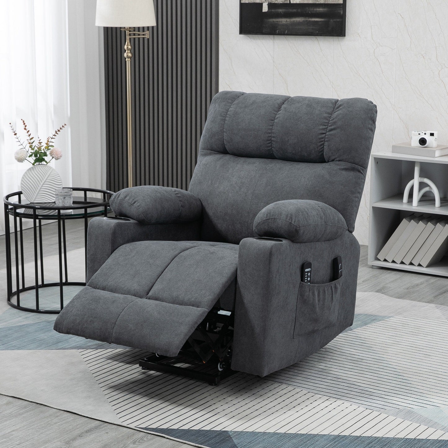 Fauteuil inclinable électrique HOMCOM pour personnes âgées, fauteuil de salon surdimensionné avec télécommande