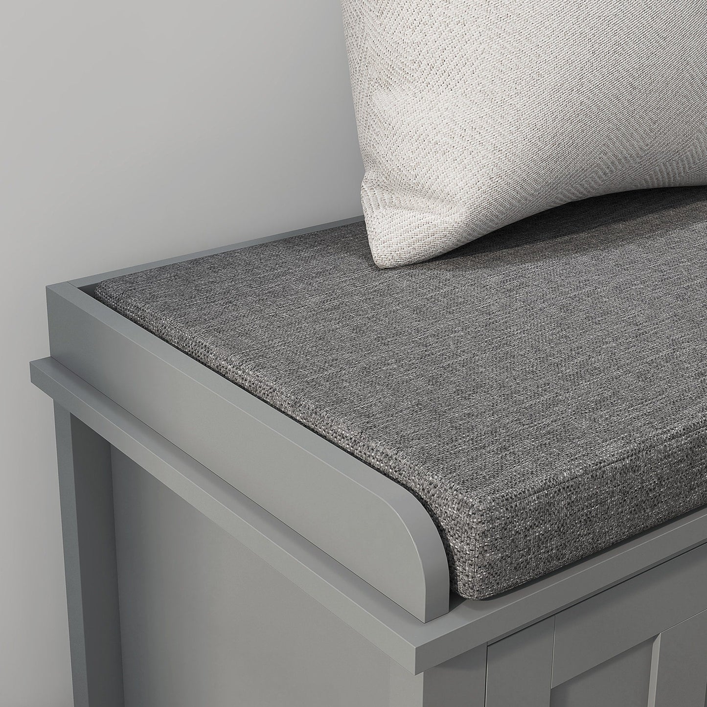 Banc à chaussures d'entrée HOMCOM avec rangement ottoman et étagères réglables, 6 compartiments et siège rembourré, blanc/gris