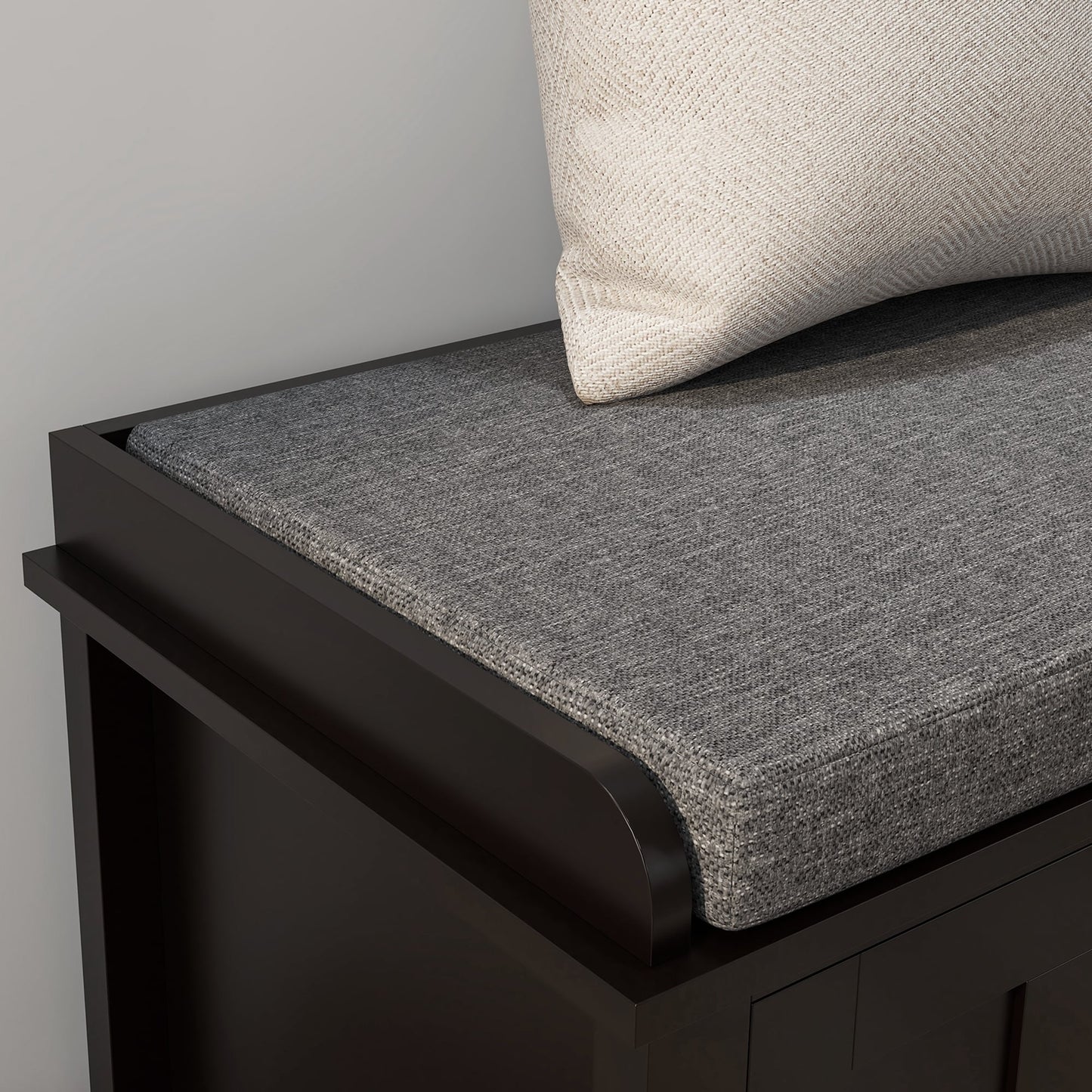 Banc à chaussures d'entrée HOMCOM avec rangement ottoman et étagères réglables, 6 compartiments et siège rembourré, blanc/gris