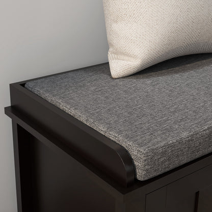 Banc à chaussures d'entrée HOMCOM avec rangement ottoman et étagères réglables, 6 compartiments et siège rembourré, blanc/gris