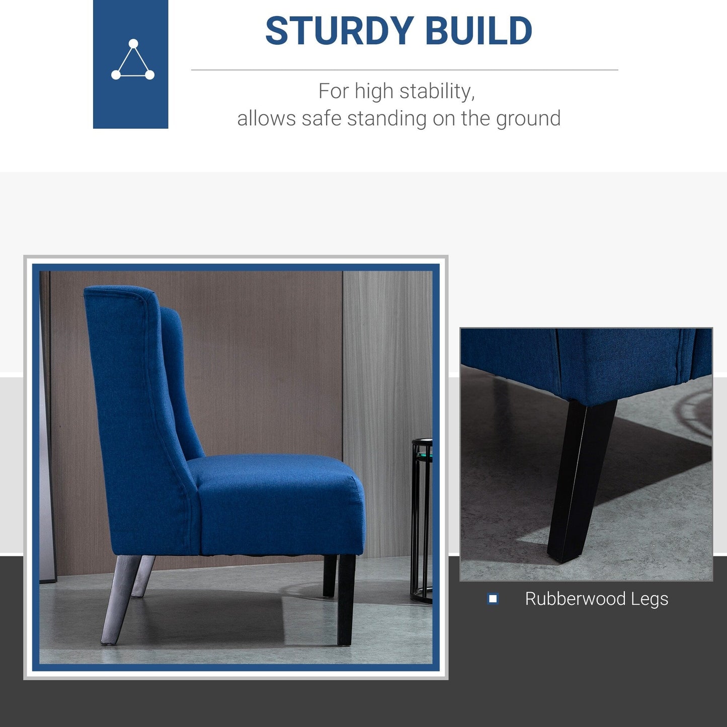 Canapé double capitonné sans accoudoirs en tissu lin HOMCOM avec pieds en bois - 28,75 x 43,25 x 36,5