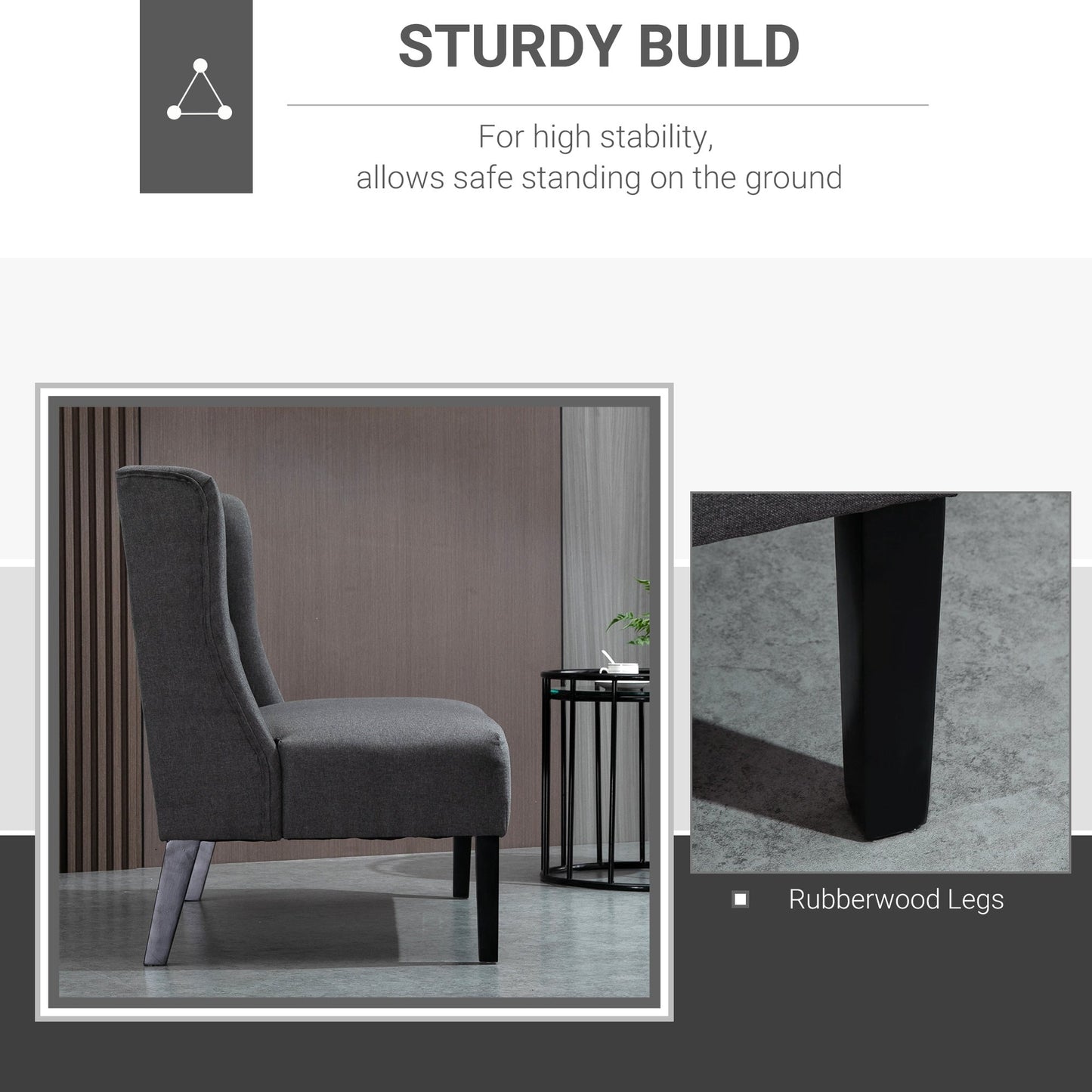 Canapé double capitonné sans accoudoirs en tissu lin HOMCOM avec pieds en bois - 28,75 x 43,25 x 36,5