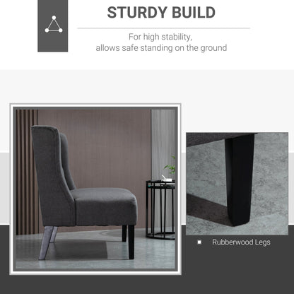 Canapé double capitonné sans accoudoirs en tissu lin HOMCOM avec pieds en bois - 28,75 x 43,25 x 36,5