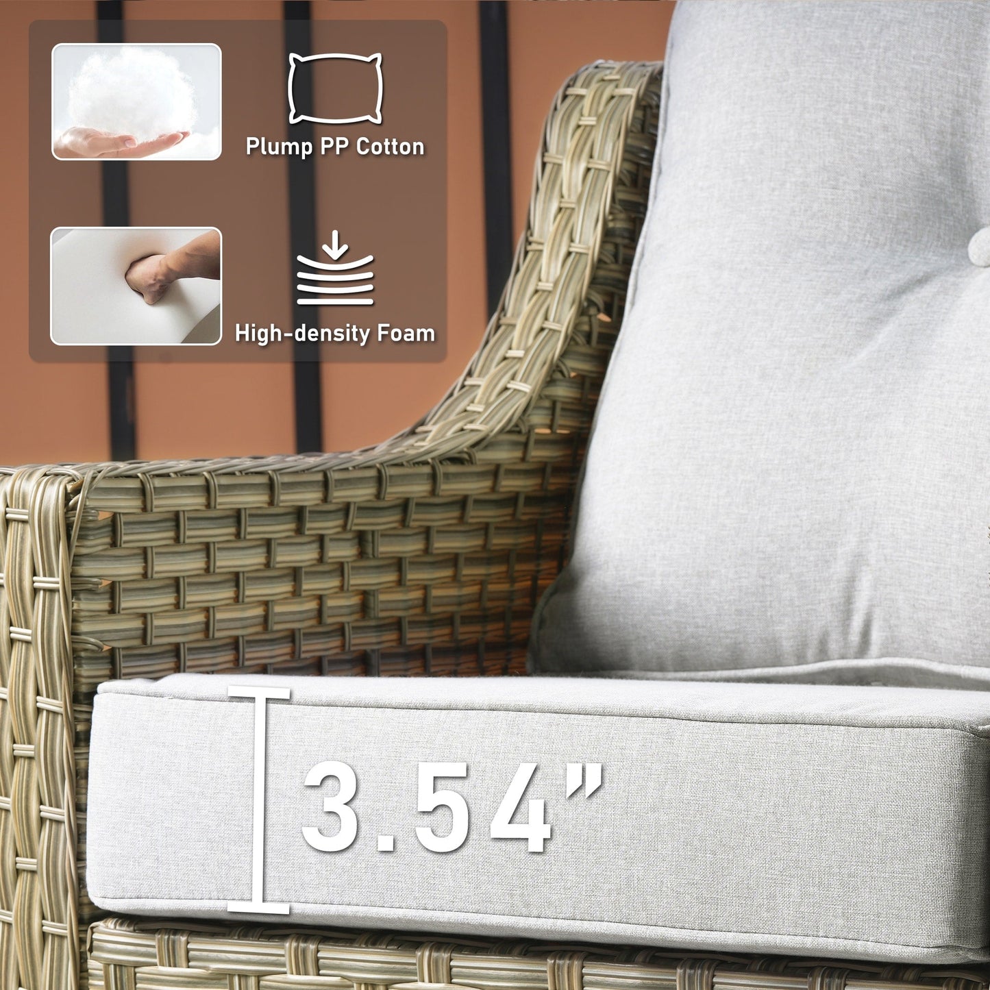 Ensemble de 2 chaises de jardin en rotin et osier à dossier haut HOOOWOOO