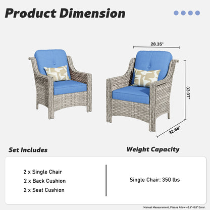 Ensemble de 2 chaises de jardin en rotin et osier à dossier haut HOOOWOOO