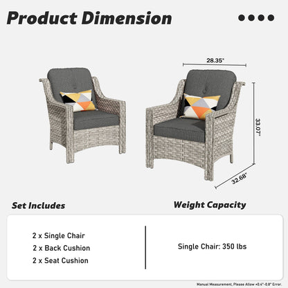 Ensemble de 2 chaises de jardin en rotin et osier à dossier haut HOOOWOOO