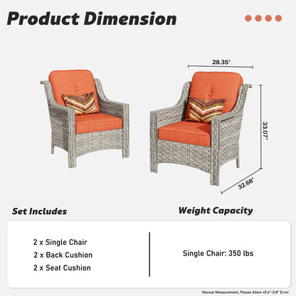 Ensemble de 2 chaises de jardin en rotin et osier à dossier haut HOOOWOOO