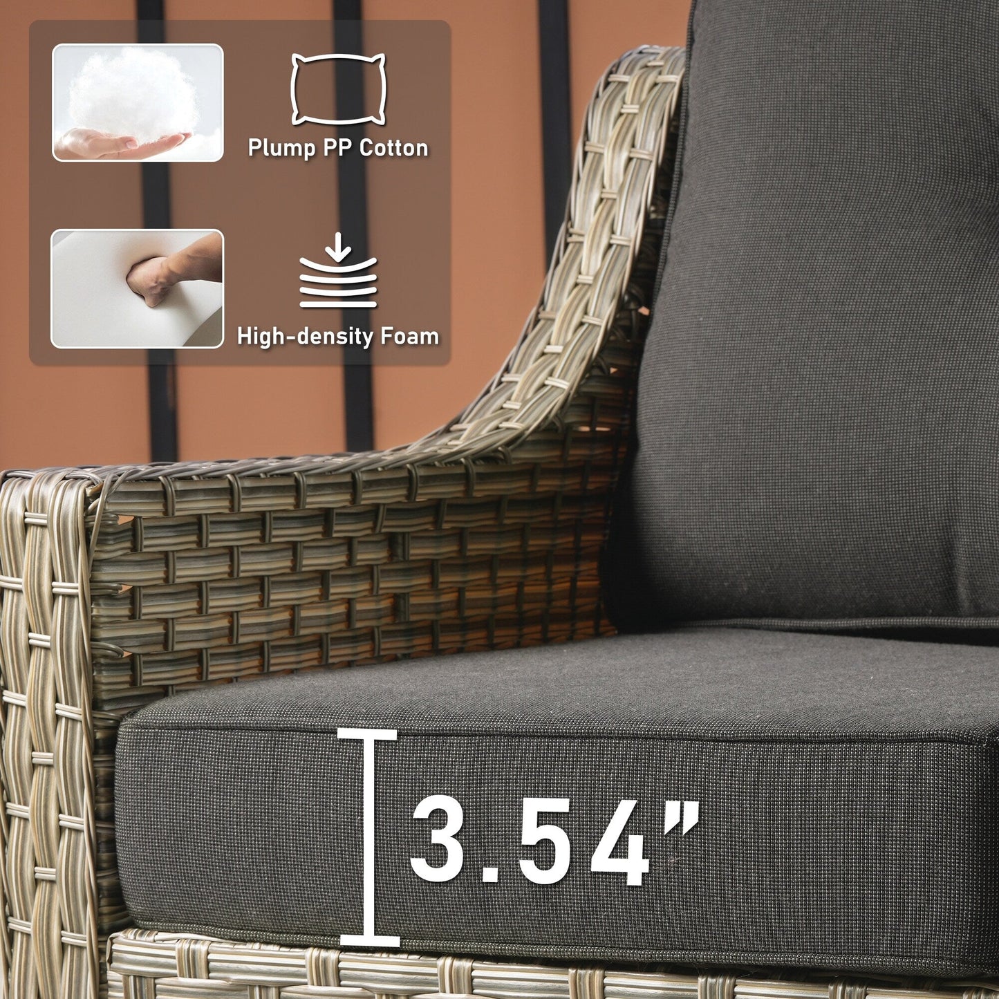 Ensemble de 2 chaises de jardin en rotin et osier à dossier haut HOOOWOOO