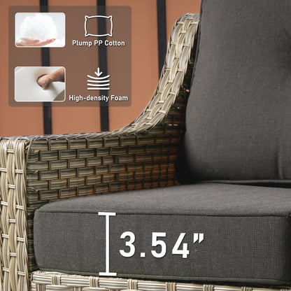 Ensemble de 2 chaises de jardin en rotin et osier à dossier haut HOOOWOOO