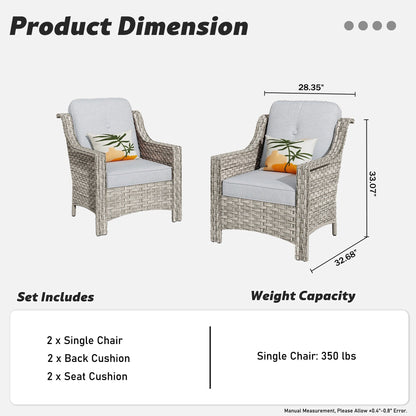 Ensemble de 2 chaises de jardin en rotin et osier à dossier haut HOOOWOOO