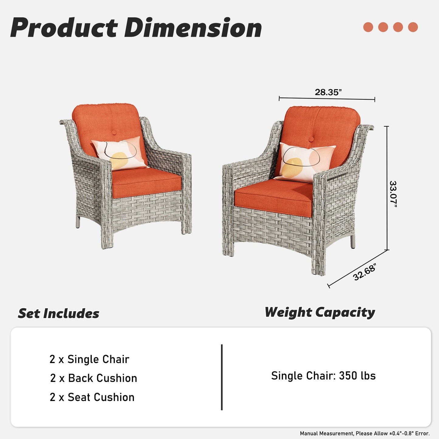 Ensemble de 2 chaises de jardin en rotin et osier à dossier haut HOOOWOOO