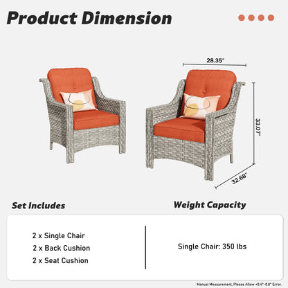 Ensemble de 2 chaises de jardin en rotin et osier à dossier haut HOOOWOOO
