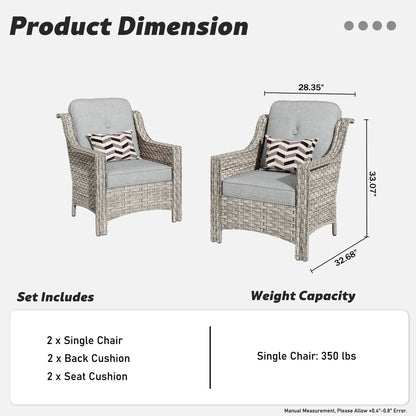 Ensemble de 2 chaises de jardin en rotin et osier à dossier haut HOOOWOOO