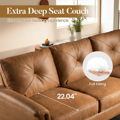 Canapé 3 places rembourré HOOOWOOO style milieu de siècle avec pieds en bois pour salon