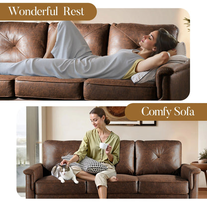 Canapé 3 places rembourré HOOOWOOO style milieu de siècle avec pieds en bois pour salon