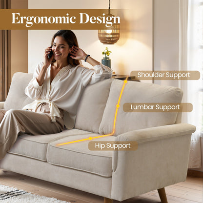 Canapé 3 places rembourré HOOOWOOO style milieu de siècle avec pieds en bois pour salon