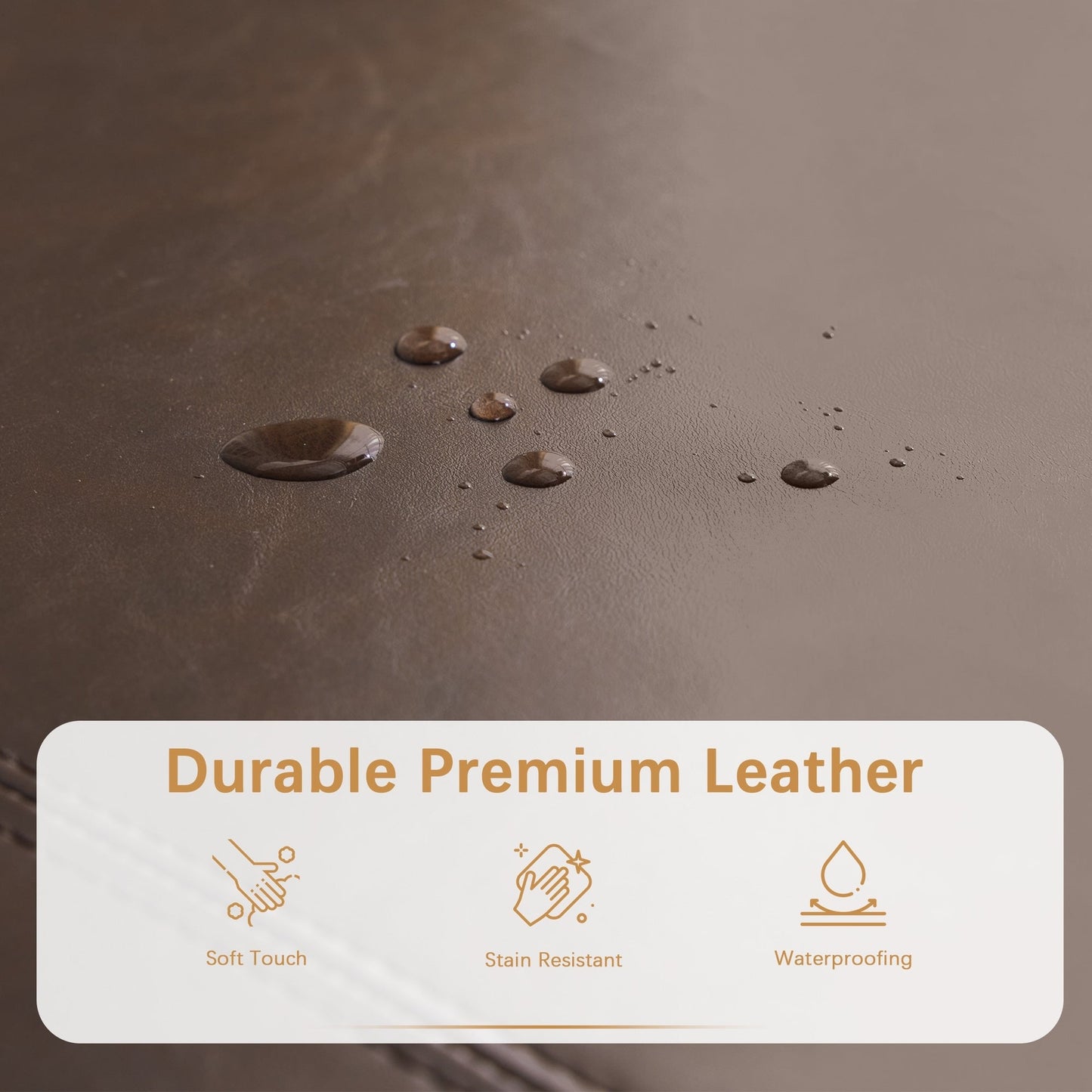 Pouf de rangement rectangulaire rembourré en similicuir (50,3 x 17,50 x 18 po)